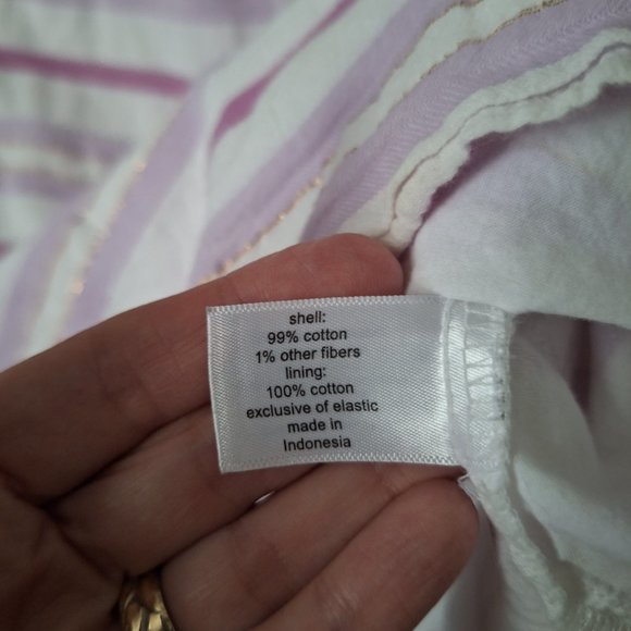 Lane Bryant Striped Smocked Off the Shoulder Top Size-10/12 - Picture 8 of 11